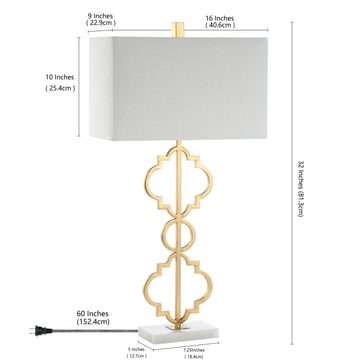 Selina 32" Iron Ogee Trellis Modern LED Table Lamp - JONATHAN Y